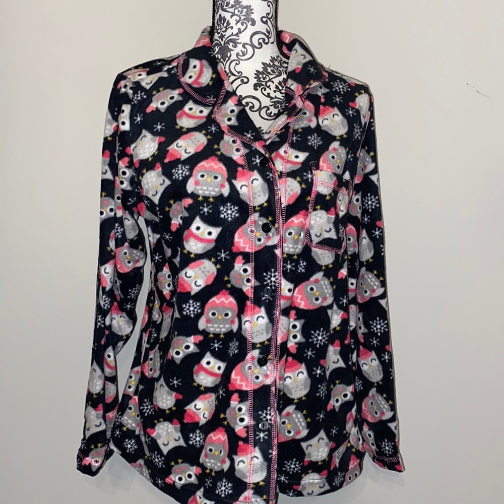Owl button up night shirt